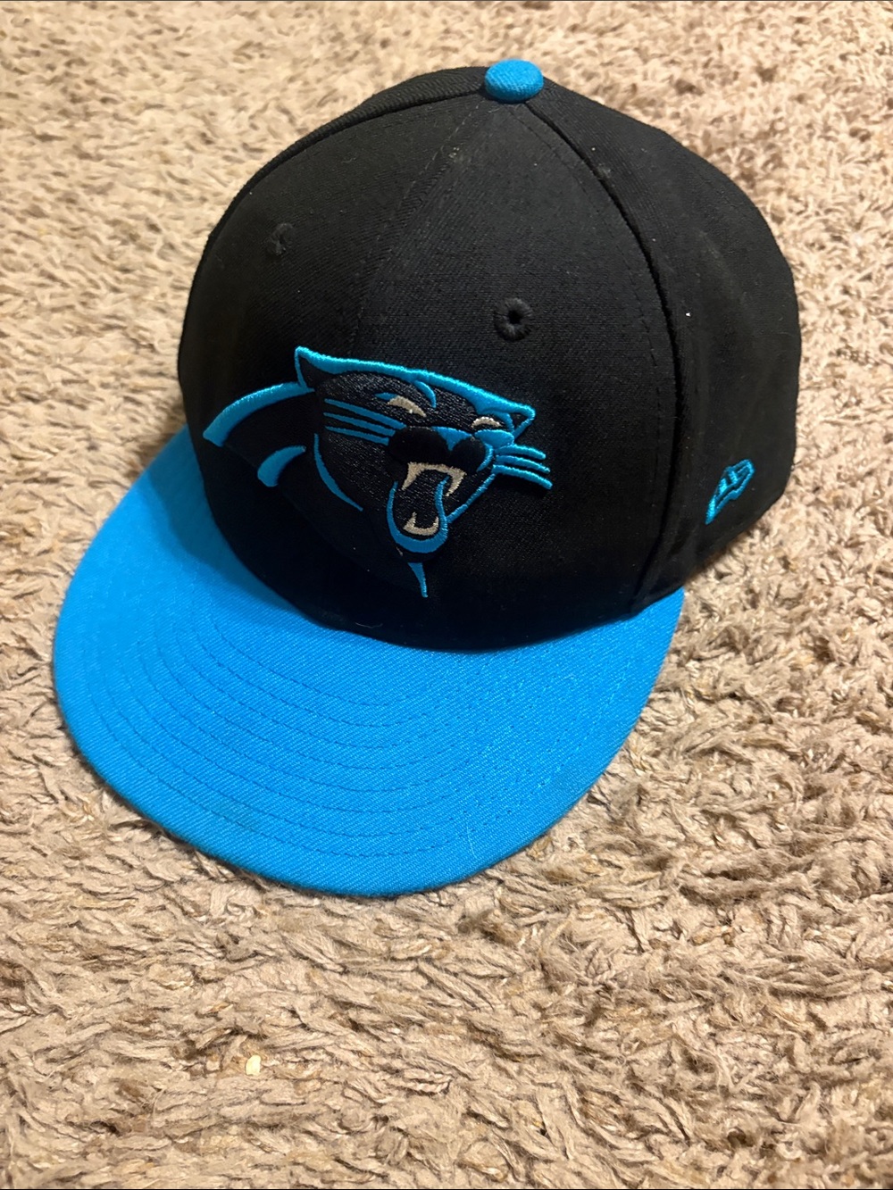 Carolina Panthers Black & Blue Fitted Hat by 59FIFTY size 7 3/8